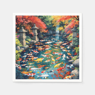 Fantasy Cute Koi Fish Pond Napkins