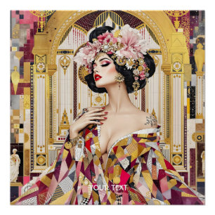 Fantasy Cute Lady Art Deco Poster