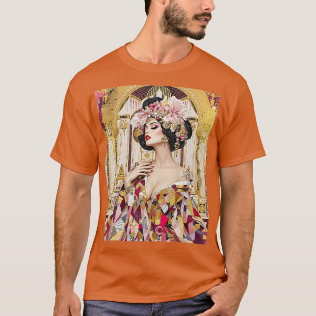 Fantasy Cute Lady Art Deco T-Shirt (Front)