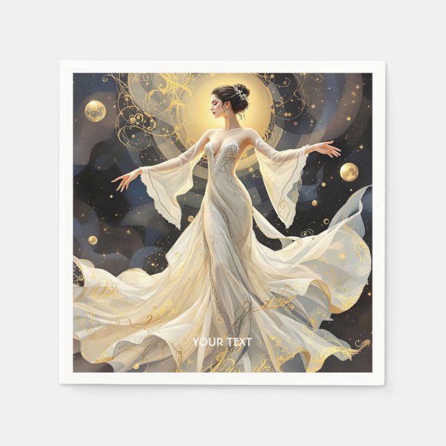 Fantasy Cute Lady Dancing Space Napkins (Front)