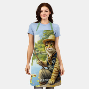 Fantasy Cute Lake Cat Fishing Apron