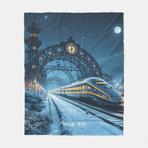 Fantasy Cute Last Night Train Fleece Blanket