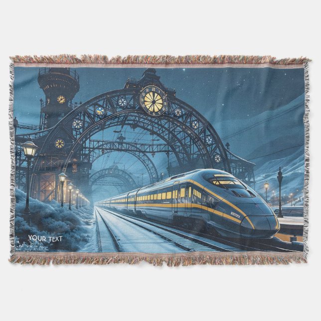 Fantasy Cute Last Night Train Throw Blanket (Front)
