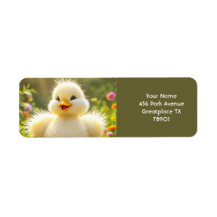 Fantasy Cute Laughing Fluffy Duck Label
