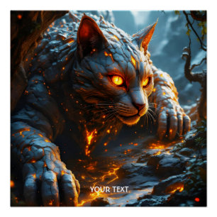 Fantasy Cute Lava Fire Tiger Poster
