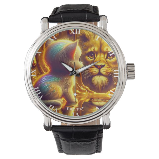 Fantasy Cute Lion And Kitten Watch (Front)