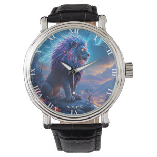 Fantasy Cute Lion Night Flowers Watch