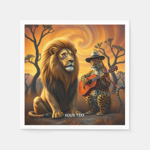 Fantasy Cute Lion Tiger Guitar Napkins