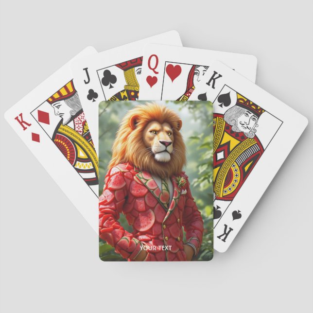 Fantasy Cute Lion Watermelon Suit Poker Cards (Back)