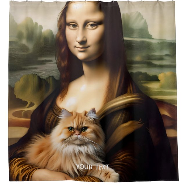 Fantasy Cute Lisa Holding Cat Shower Curtain (Front)