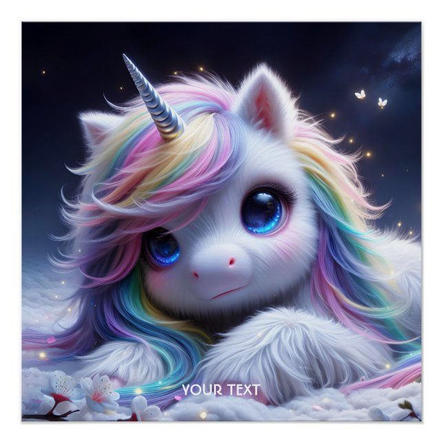Fantasy Cute Lovely Baby Unicorn Poster (Front)