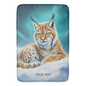 Fantasy Cute Lynx Cub Winter Bath Mat