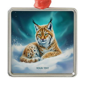 Fantasy Cute Lynx Cub Winter Metal Ornament