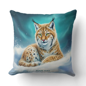 Fantasy Cute Lynx Cub Winter Throw Pillow