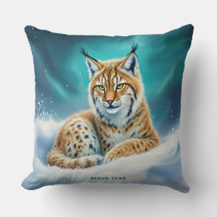 Fantasy Cute Lynx Cub Winter Throw Pillow