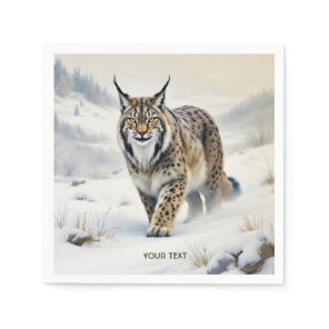 Fantasy Cute Lynx Winter Snow Napkins