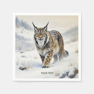 Fantasy Cute Lynx Winter Snow Napkins