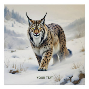 Fantasy Cute Lynx Winter Snow Poster