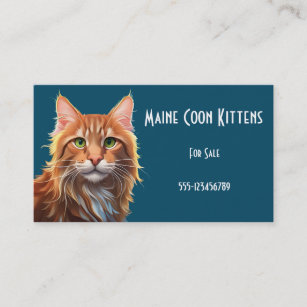 Fantasy Cute Maine Coon Cat, Fantasy Vintage Business Card