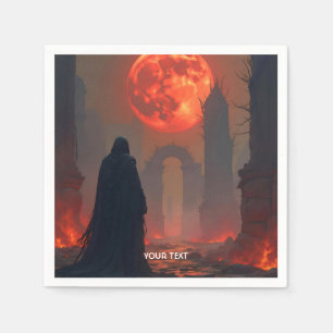 Fantasy Cute Man Moon Red Napkins