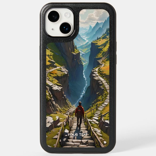 Fantasy Cute Man Pass Mountains Otterbox iPhone Case (Back)