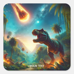 Fantasy Cute Meteor Scared T-Rex Square Sticker