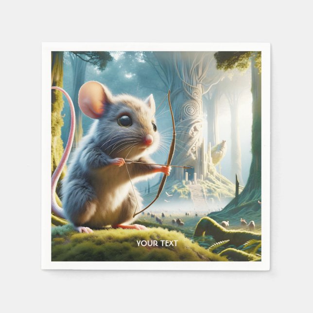 Fantasy Cute Mice Bow Forest Napkins (Front)