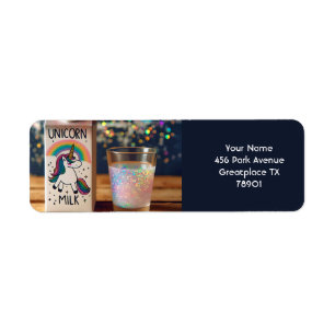 Fantasy Cute Milk Unicorn Rainbow Label