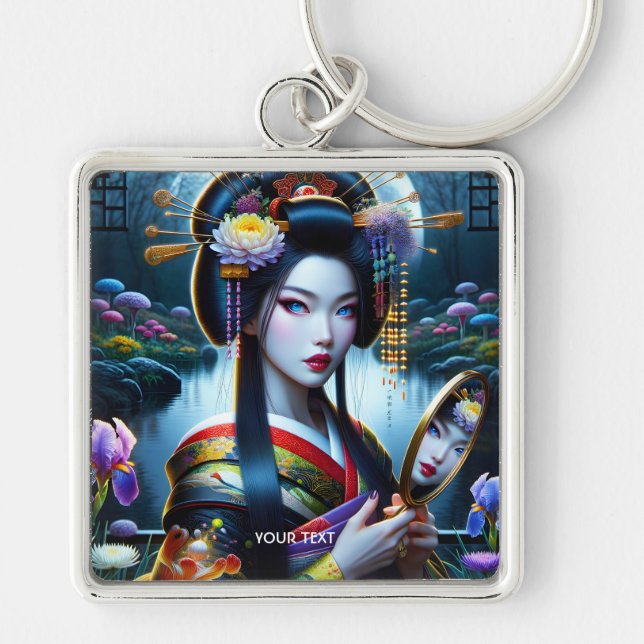 Fantasy Cute Mirror Girl Kimono Keychain (Front)