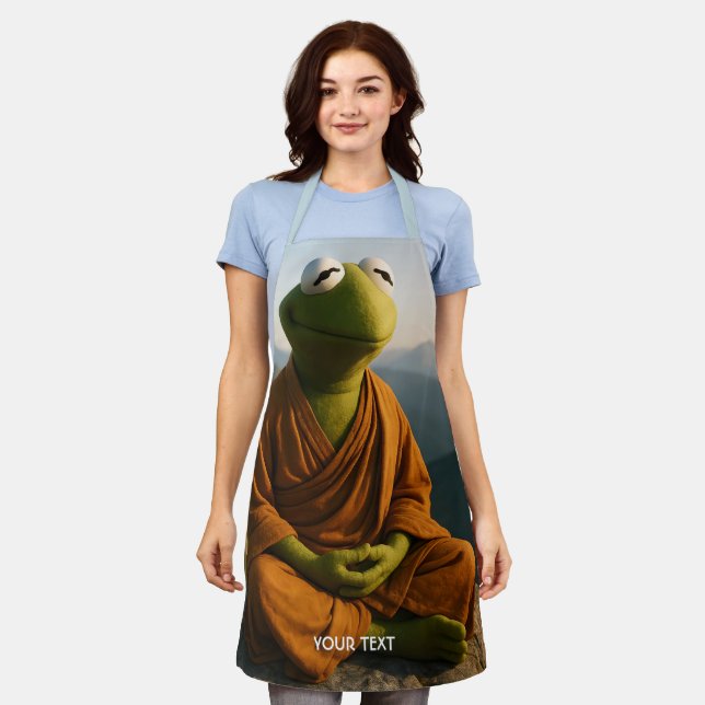 Fantasy Cute Monk Frog Mountains Apron (Worn)