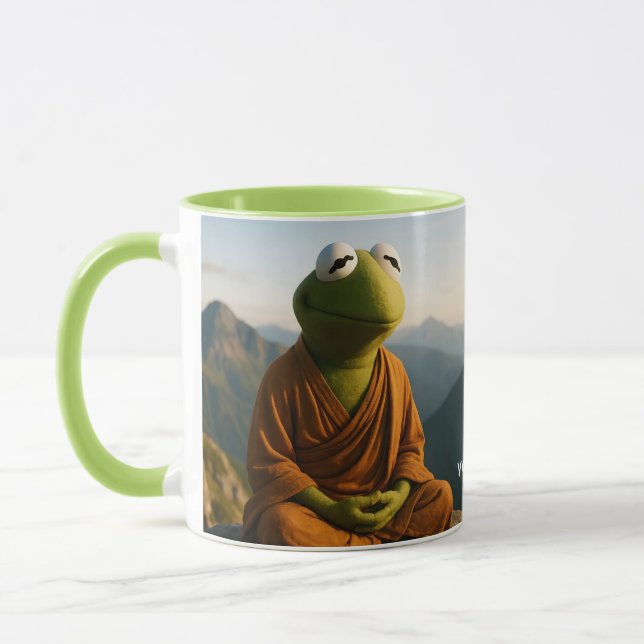 Fantasy Cute Monk Frog Mountains Mug (Left)