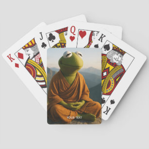 Fantasy Cute Monk Frog Mountains Poker Cards