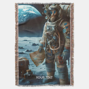 Fantasy Cute Moon Astronaut Bags Throw Blanket
