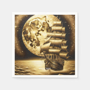 Fantasy Cute Moon Sea Ship Napkins