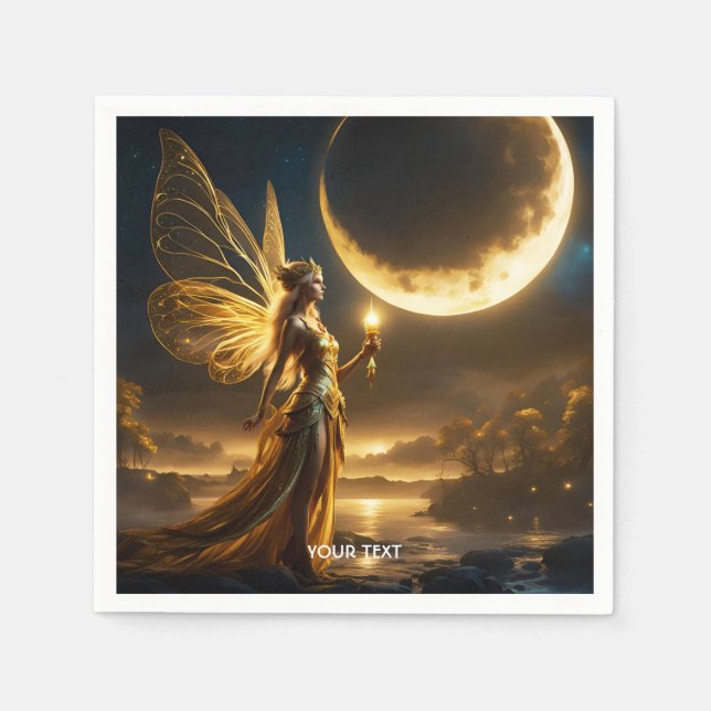 Fantasy Cute Moon Space Lake Napkins (Front)