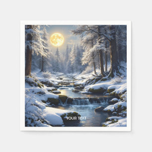 Fantasy Cute Moon Winter Forest Napkins