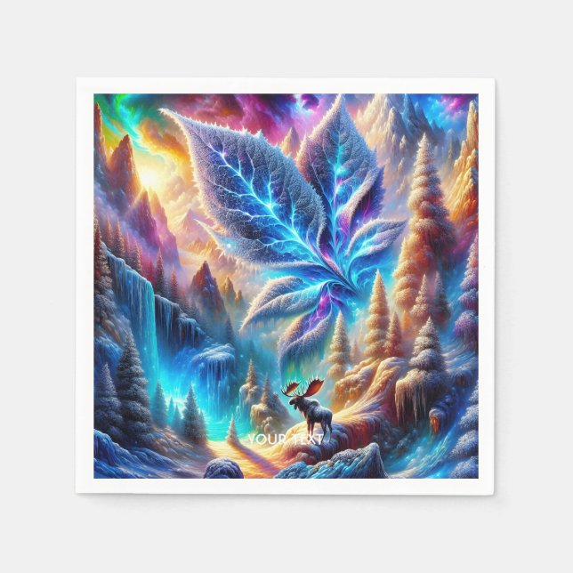 Fantasy Cute  Moose Leaf Colors Napkins (Front)