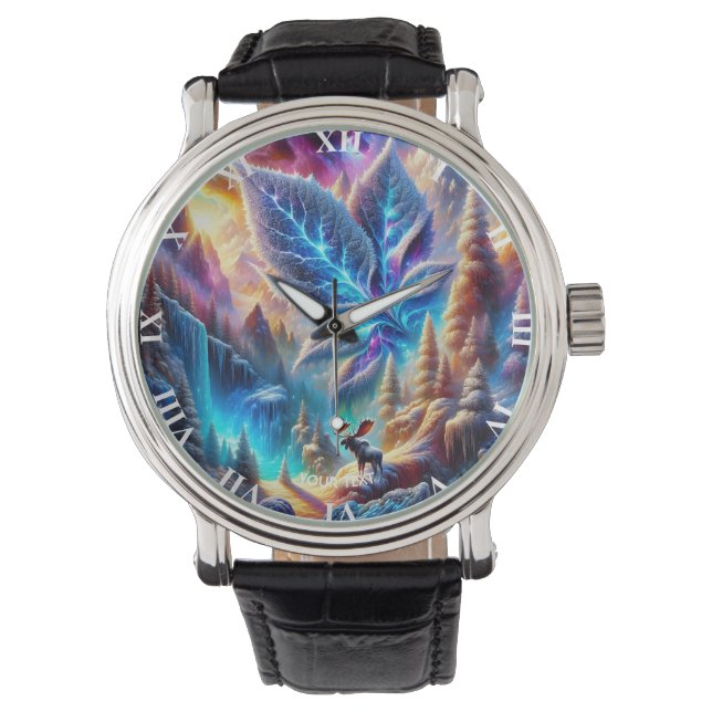Fantasy Cute  Moose Leaf Colors Watch (Front)