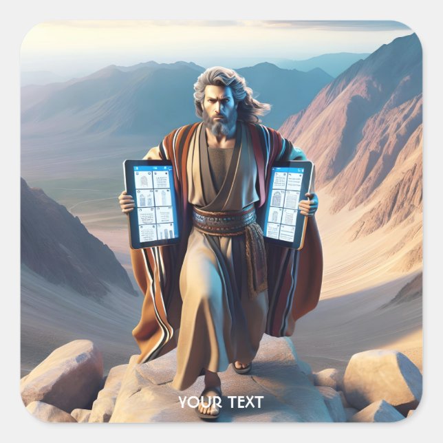 Fantasy Cute Moses Ten Commandments Square Sticker (Front)
