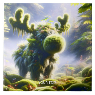 Fantasy Cute Moss Moose Forest Ceramic Tile