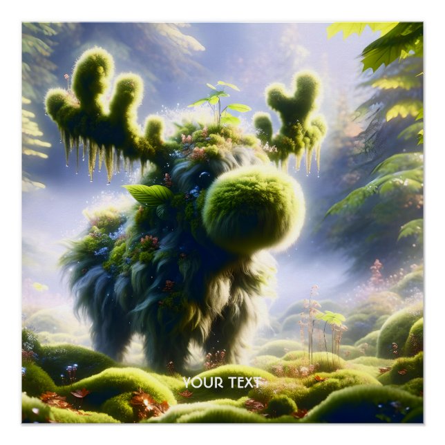Fantasy Cute Moss Moose Forest Poster (Front)