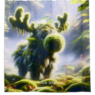 Fantasy Cute Moss Moose Forest Shower Curtain