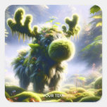Fantasy Cute Moss Moose Forest Square Sticker