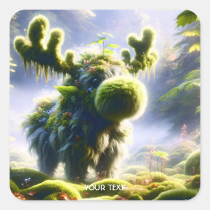 Fantasy Cute Moss Moose Forest Square Sticker