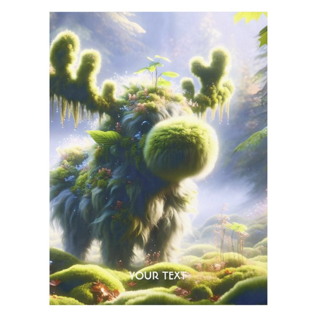 Fantasy Cute Moss Moose Forest Tablecloth (Front)