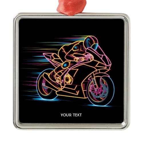 Fantasy Cute Motorcycle Race Night Metal Ornament