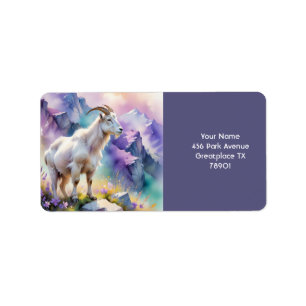 Fantasy Cute Mountain Goat Meadow Label