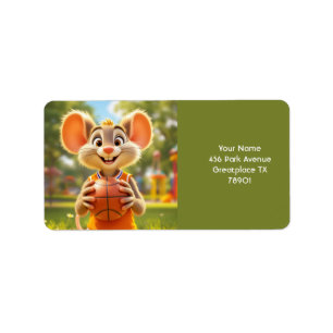 Fantasy Cute Mouse Basketball Field Label