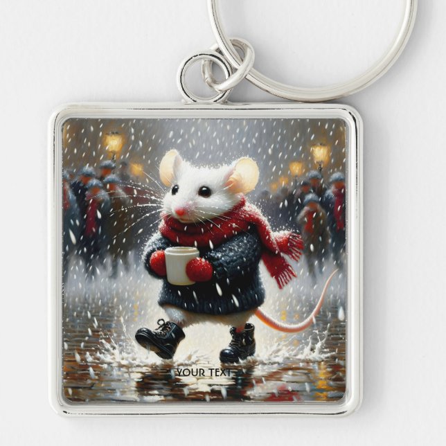Fantasy Cute  Mouse Coffee Coat Keychain (Front)