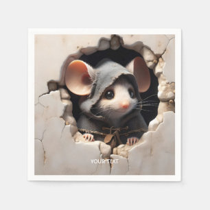 Fantasy Cute Mouse Cracked Wall Napkins
